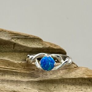 Silver and Blue Opal Infinity Ring